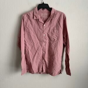 Abercrombie & Fitch Linen Blend Mauve Button Up Shirt Mens M Classic Preppy